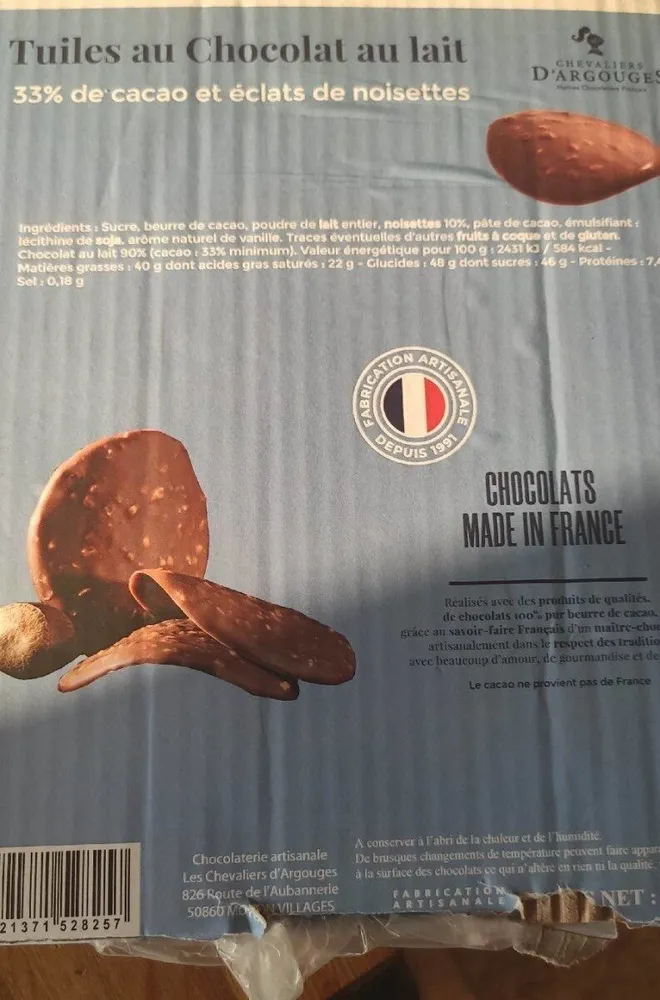 Tuiles au chocolat au lait