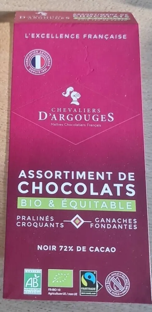 ASSORTIMENT DE CHOCOLATS BIO & ÉQUITABLE NOIR 72% DE CACAO