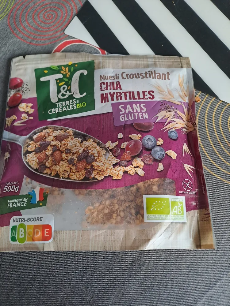 Muesli croustillant avoine myrtilles chia
