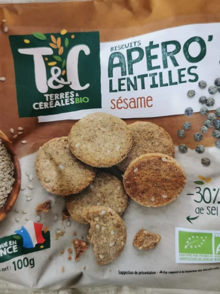 Biscuits apero lentilles sésame