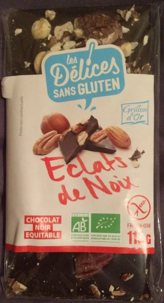 Chocolat noir éclats de noix