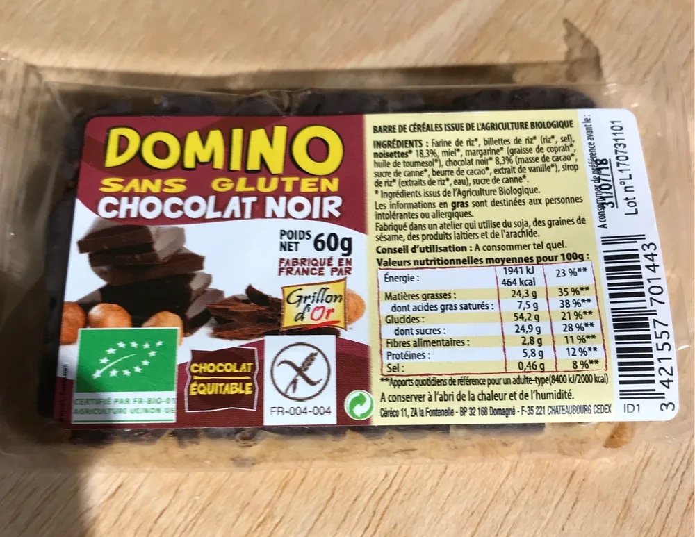 Barre Sans Gluten Chocolat Noir