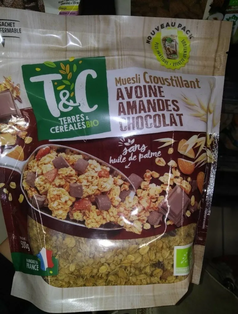 Müesli croustillant avoine amandes chocolat
