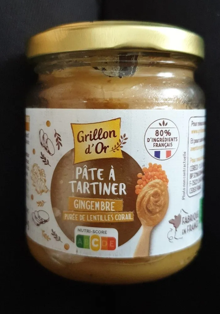 Pâte à tartiner Gingembre purée de lentilles corail