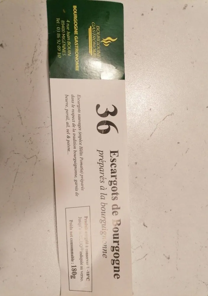 36 escargots de Bourgogne préparés à la Bourguignonne