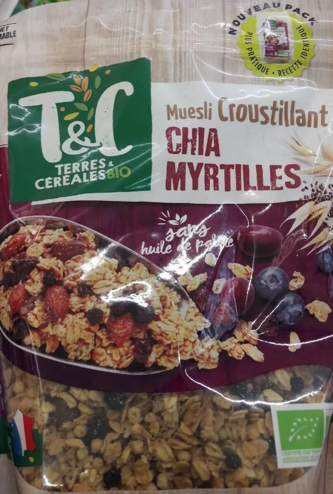 Muesli croustillant chia myrtilles