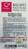 Biscuits Nature & Bienfaits Blé de seigle & 4 fruits