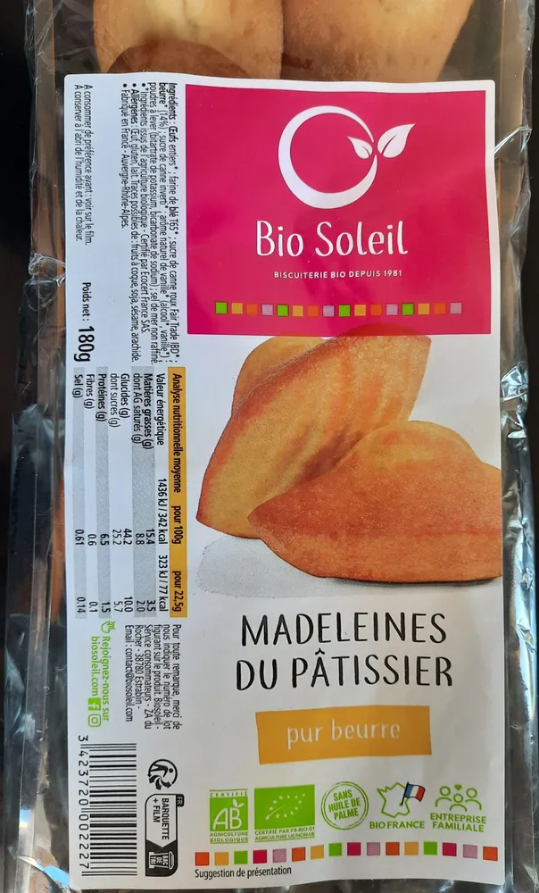 Madeleines du Pâtissier Pur beurre