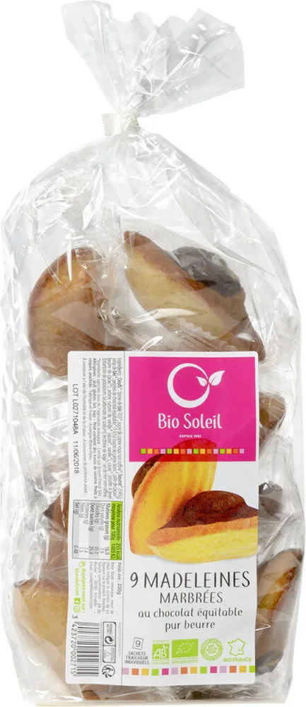 9 Madeleines Marbrées au chocolat équitable pur beurre