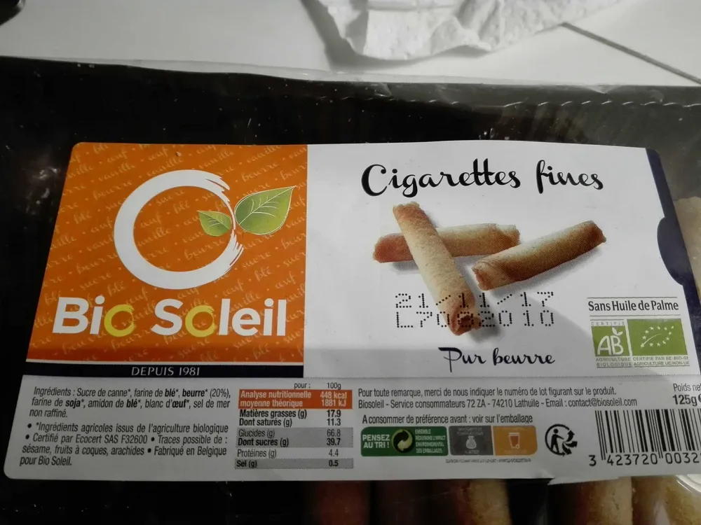Cigarettes fines pur beurre