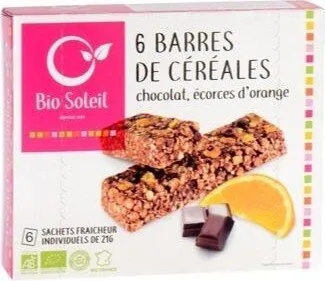 Barres de Céréales Chocolat, ecorce d'orange