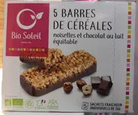 Barres céréales Noisettes et Chocolat au lait équitable