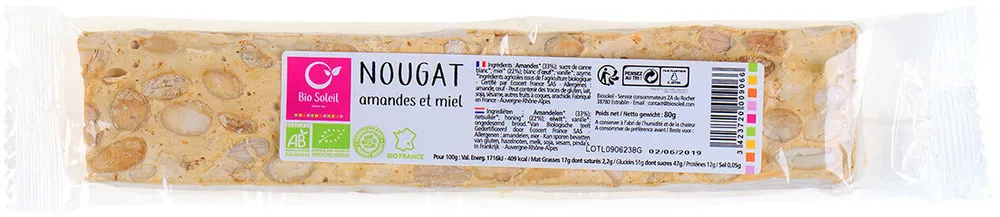Nougat amandes et miel bio