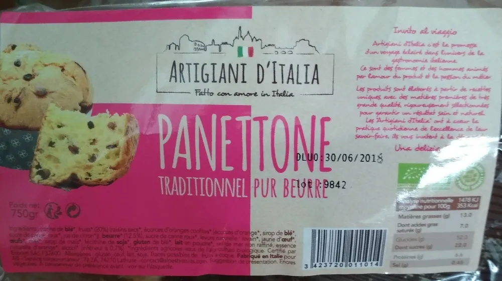 Panettone traditionnel pur beurre