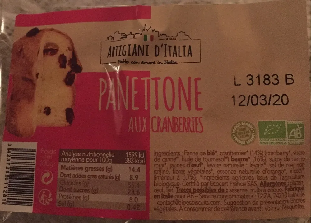 Panettone aux cranberries