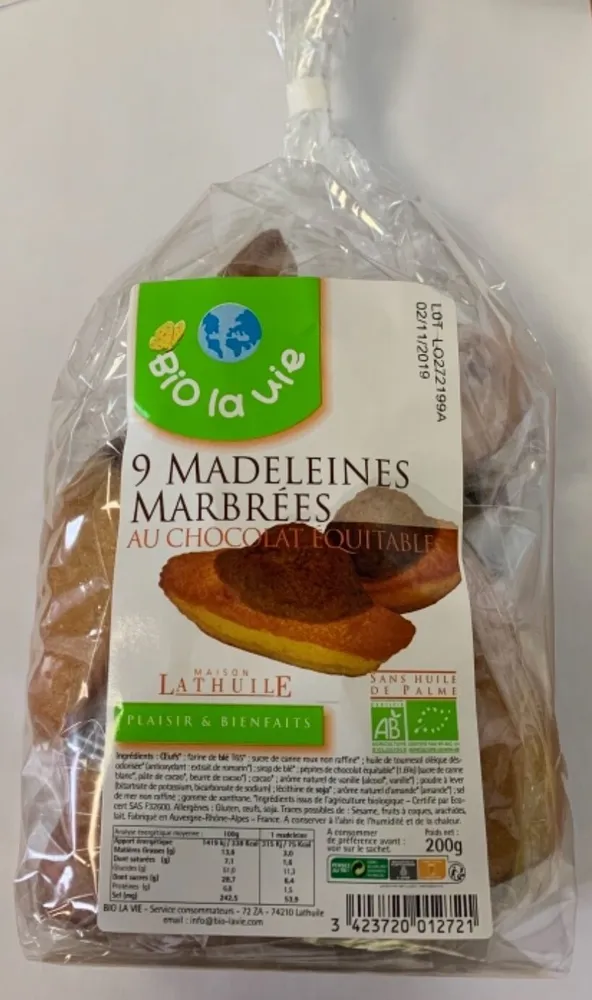 9 madeleines marbrées au chocolat équitable