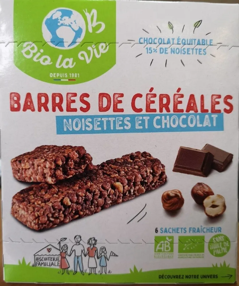 Barres Bio Noisettes & Chocolat équitable