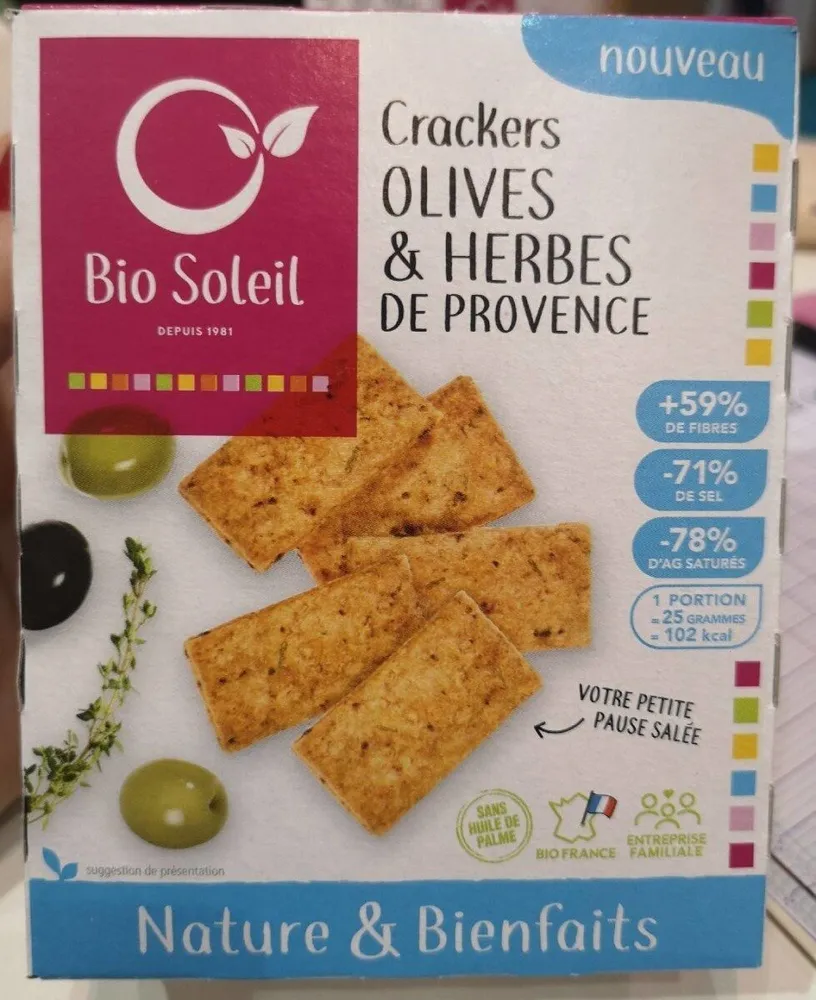 Nature&Bienfaits Crackers Olives et Herbes de Provence