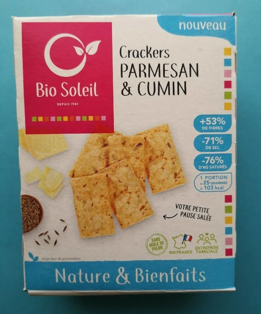 Nature&Bienfaits Crackers Parmesan et Cumin