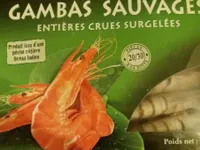 Gambas sauvages entieres crues surgelees