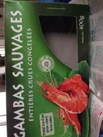 Gambas sauvages enteres crues congelees
