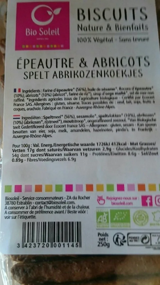Biscuits Epautre & Abricots