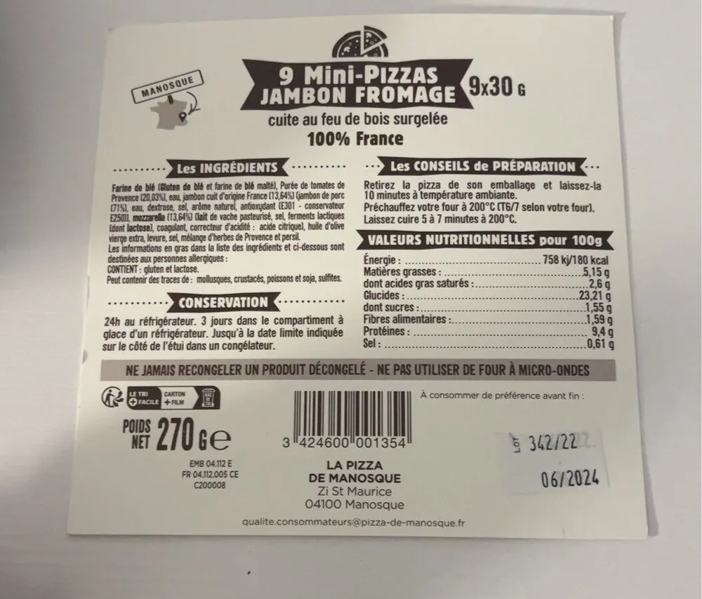 9 mini-pizzas jambon fromage