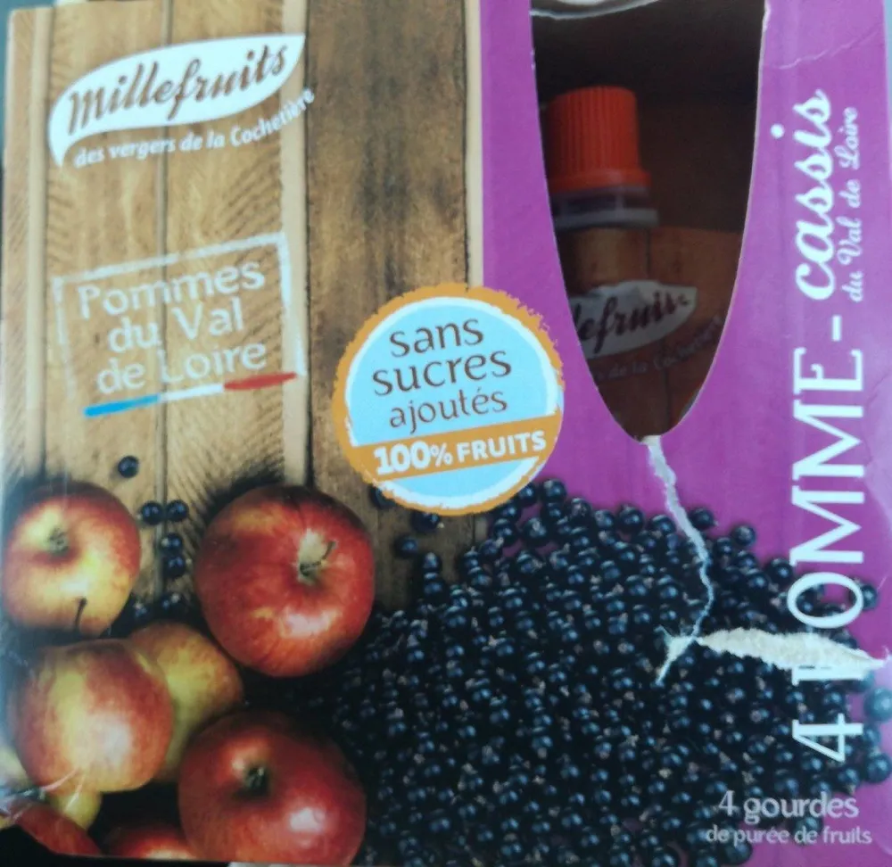 Gourde de purée de fruits pomme cassis