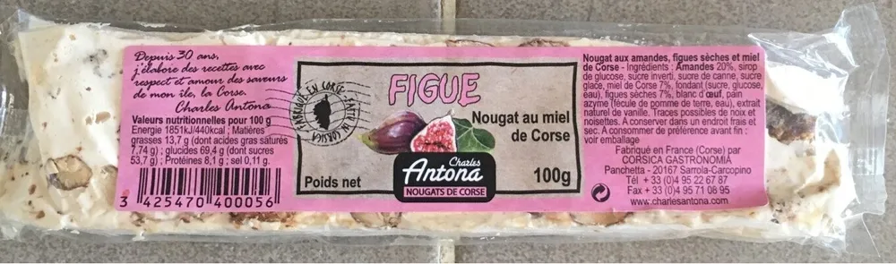 Nougat au miel de corse Figue
