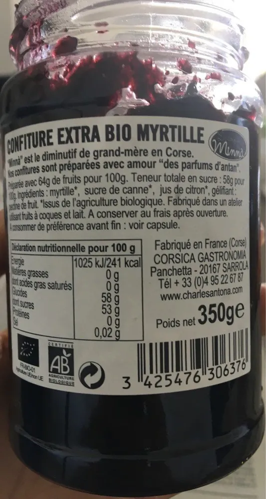 Confiture Extra Bio Myrtille