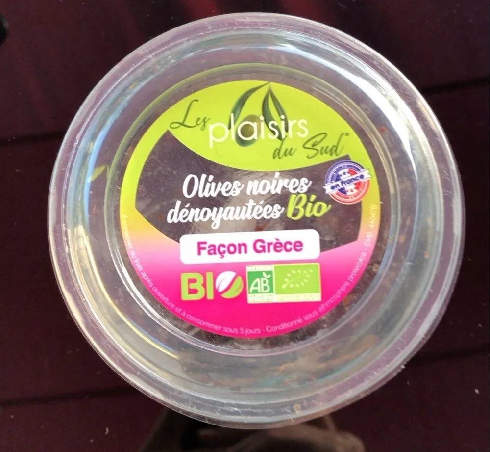 Olives noires denoyautees bio facon grece
