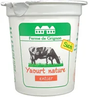 Yaourt nature entier sucré