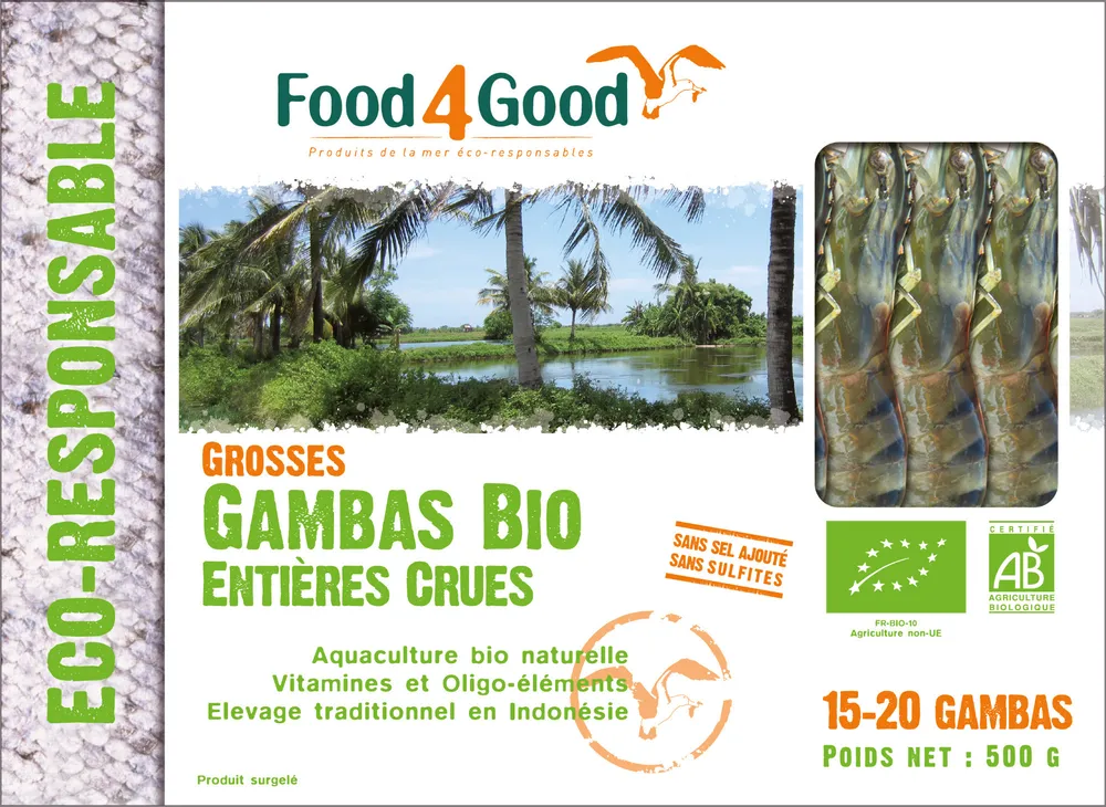Grosses Gambas BIO entières crues