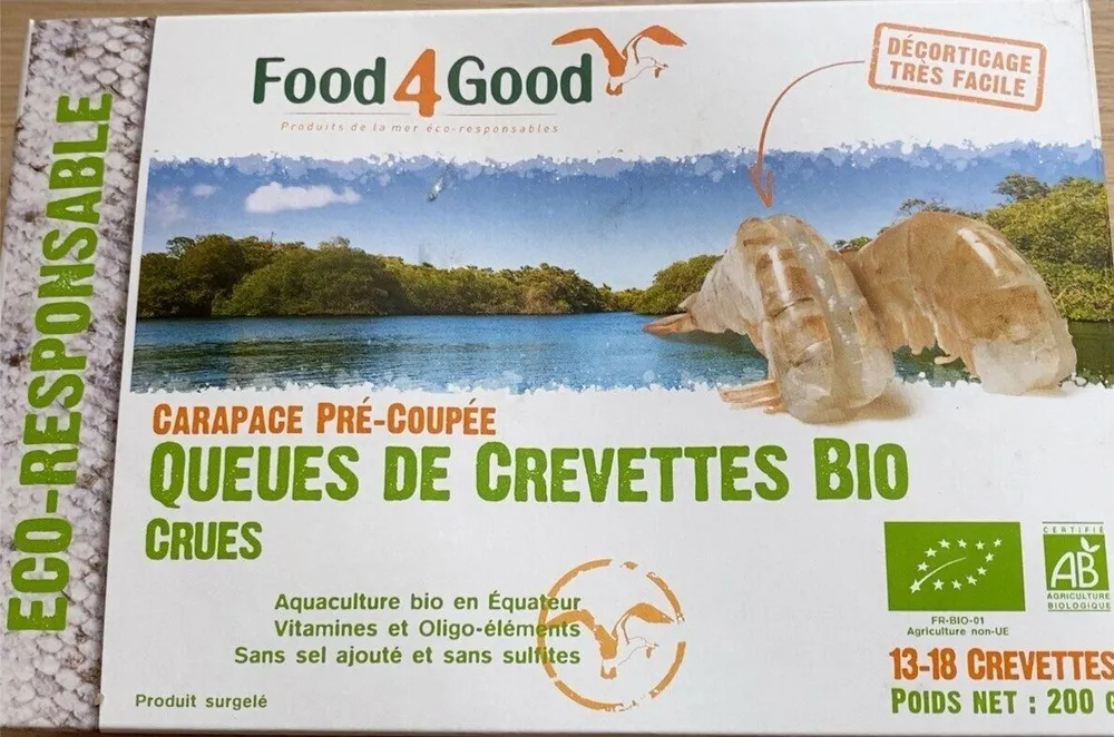 Queues de crevettes bio