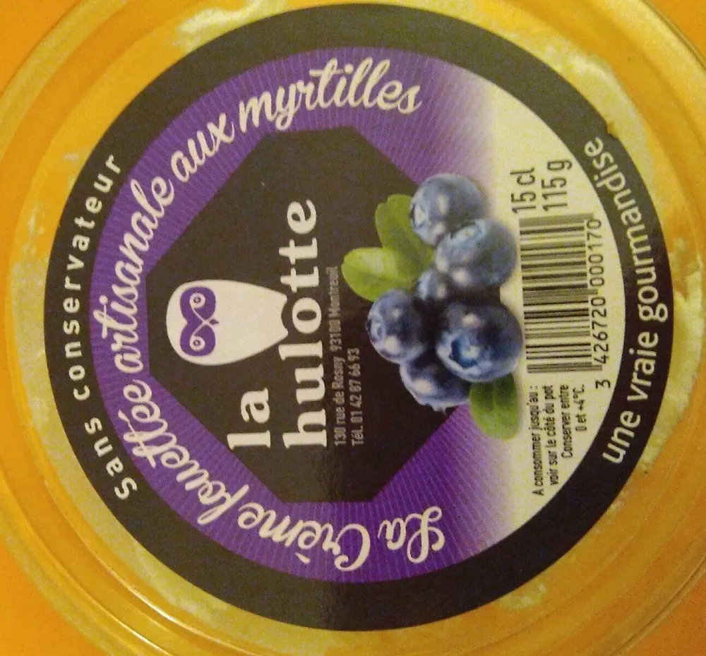 Crème fouettée artisanale sur lit de myrtille LA HULOTTE 15cl