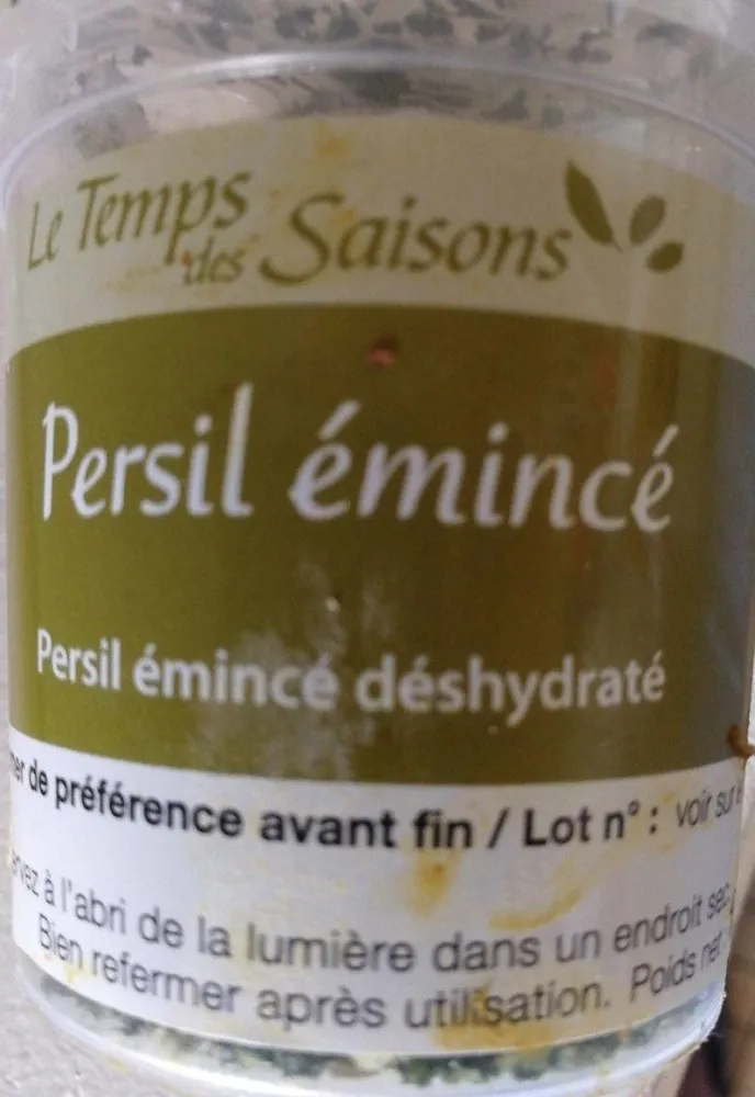Persil émincé déshydraté