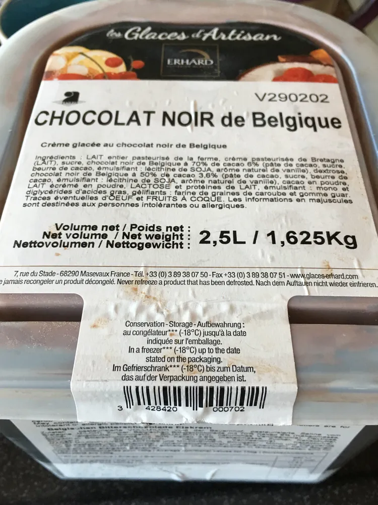 Crème glacéee au chocolat noir de Belgique