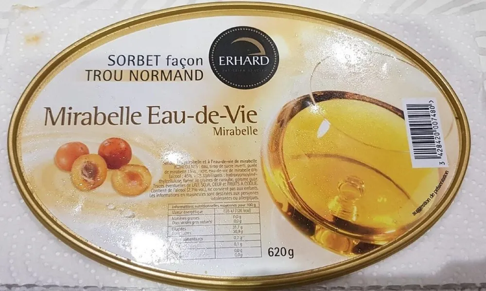 Sorbet façon Trou Normand Mirabelle Eau-de-Vie