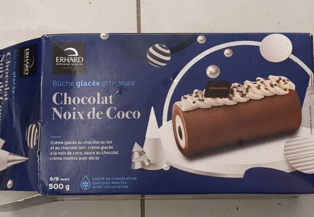 Bûche glacée artisanale chocolat noix de coco