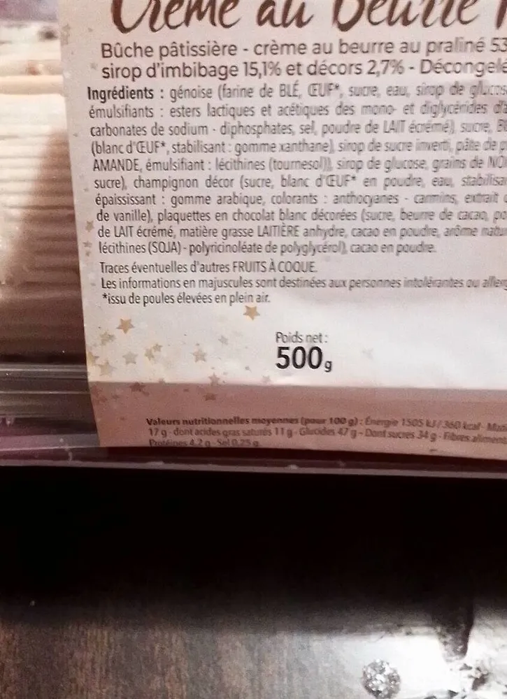 Bûche Pâtissière Crème au beurre Praliné