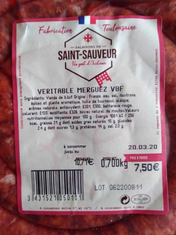 VEritable merguez VBF