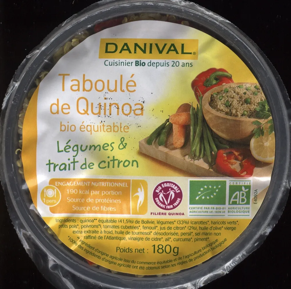 Taboulé quinoa, légumes et citron