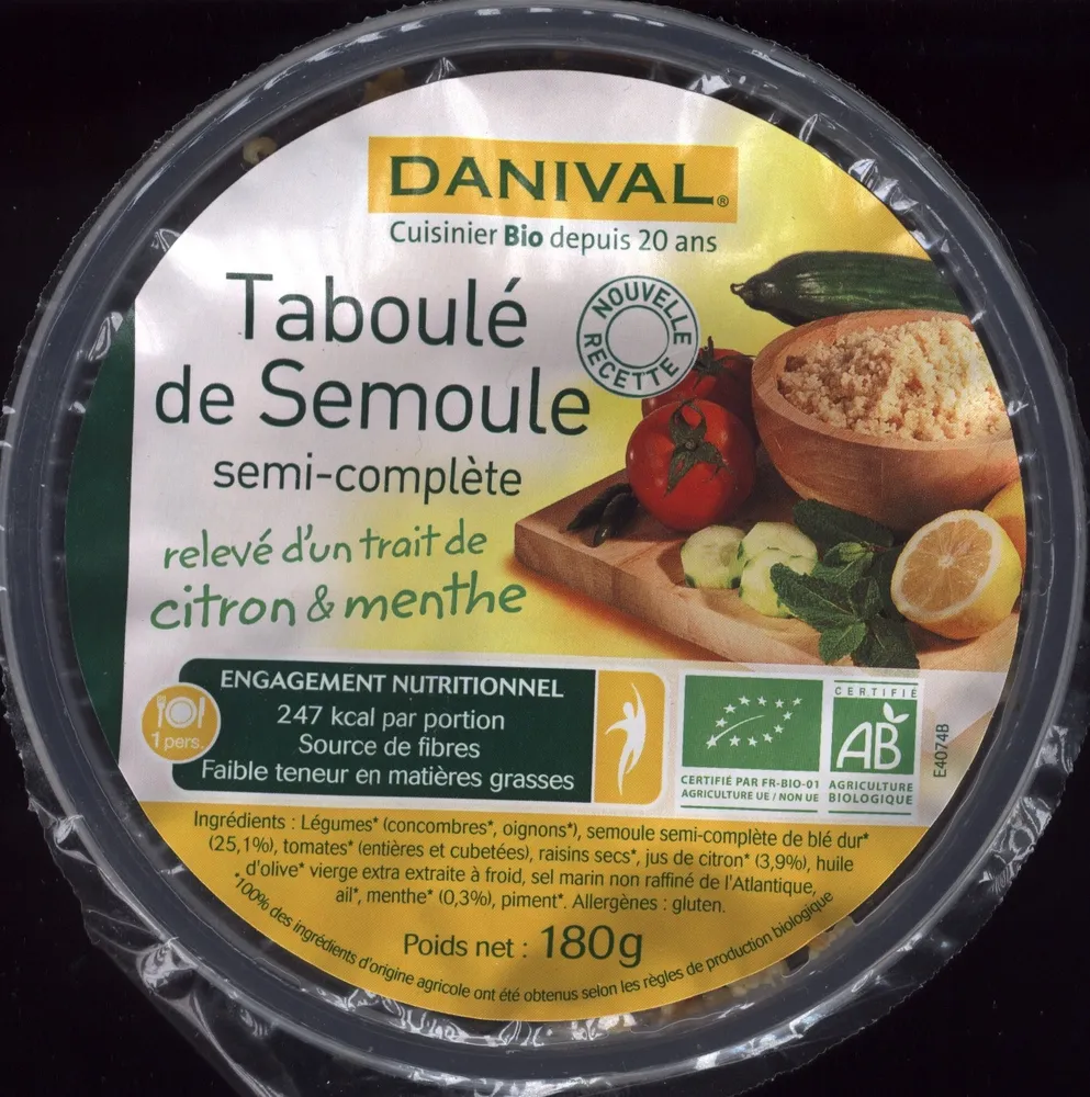 Taboulé de semoule semi-complète