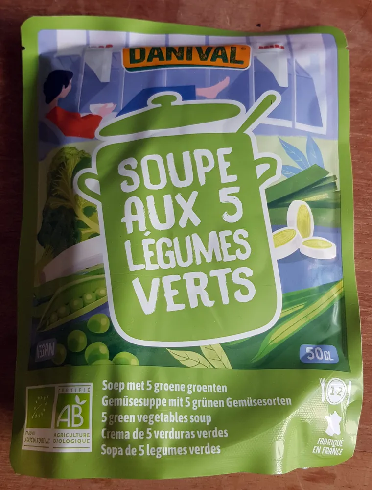 Soupe aux 5 légumes verts, bio