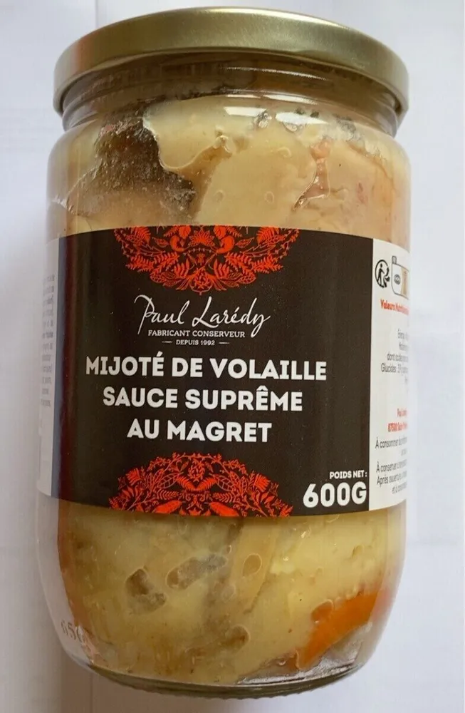 Mijoté de volaille sauce suprême au magret