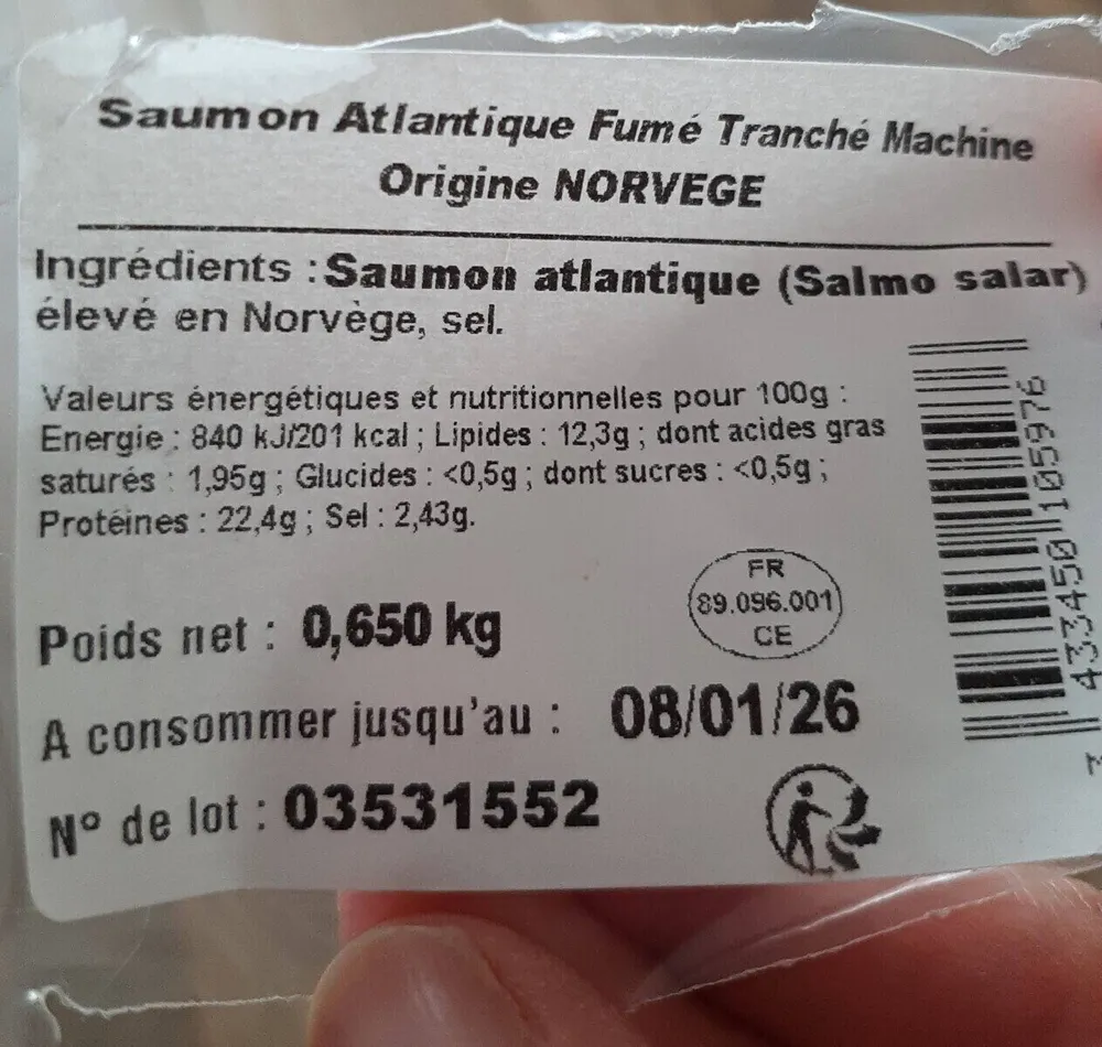 Saumon Atlantique fumé tranché machine