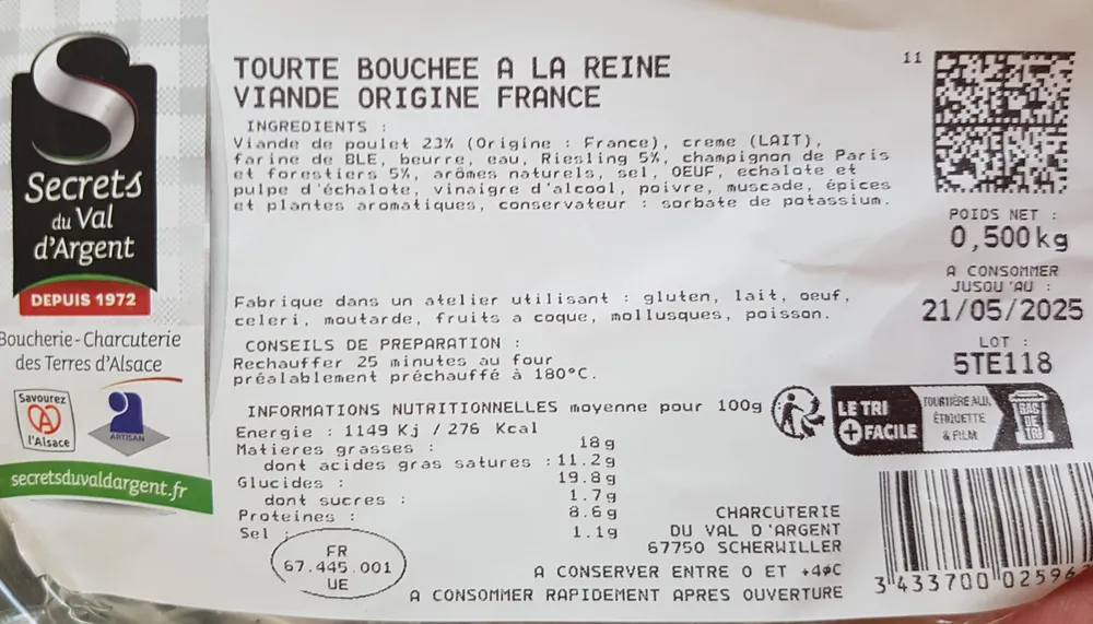 Tourte bouchée à la reine viande origine France