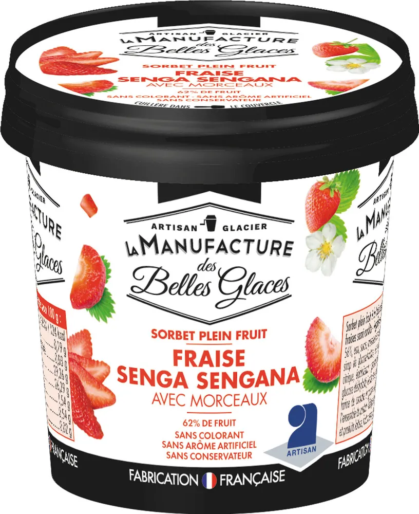 Sorbet plein fruit à la fraise senga sengana - La Manufacture des Belles Glaces