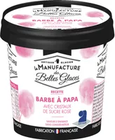 Glace parfum barbe à papa avec cristaux de sucre rose