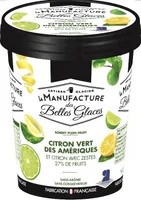 Sorbet plein fruit au citron vert et au citron avec zestes citron confits